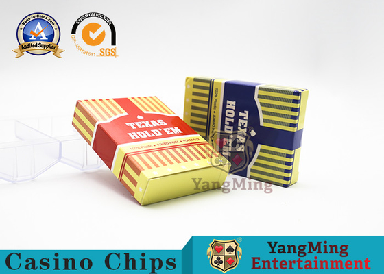 kupować Plastikowe karty do gry Texas Hold'Em Club, matowe, czerwone i niebieskie spersonalizowane logo produkcja online