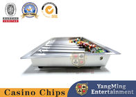 Electroplated Silver Metal 8- Grid Casino Chip Tray Poker Table Single Layer With Lock Chip Float