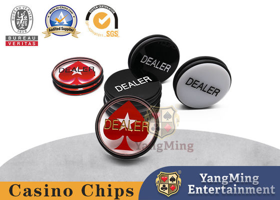 kupować Marker do gry w Baccarat z akrylu, czarno-biały, wykonany metodą sitodruku, grawerowany przycisk krupiera Texas Poker produkcja online