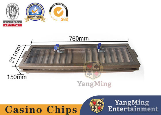 kupować Mosiężne metalowe żelazo jednowarstwowe zamykane pudełko na chipy Baccarat akrylowe Texas Clay przeciw podrabianiu Chip blat taca produkcja online