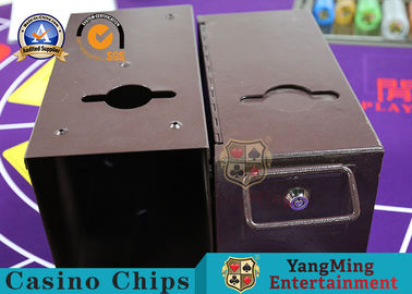 kupować Indywidualna kasetka na pieniądze z metalicznego żelaza Stół do pokera Texas Hold'em Cash Drop Carrier Tip Box produkcja online
