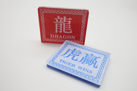 kupować Wysokoprzezroczysty kryształ akrylowy Dragon Tiger Chiński i angielski tabliczka z kodem dealera Czerwony i niebieski Dwustronny sitodruk produkcja online