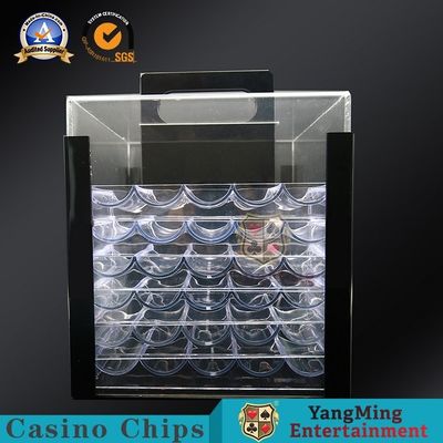 kupować Przezroczysty Texas Clay Poker Chip etui na monety 1000 sztuk o średnicy 40mm okrągły akrylowy futerał na chipsy zapobiegające podrabianiu produkcja online