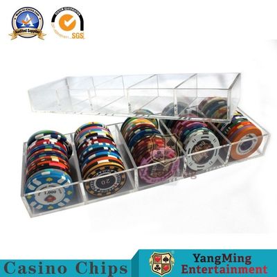 kupować Club Custom gruby akrylowy 100 jardów zamykany pojemnik na wióry, pełny przezroczysty okrągły 50mm Poker Anti-Counterfeiting Chips Tray produkcja online