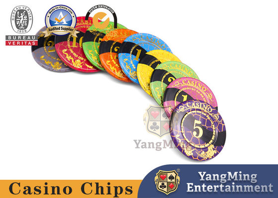 Casino Chips Wysokiej Temperatury Złote Płaty Design Grid Baccarat Akrylowe Kryształowe Poker Chips