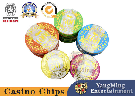 Akrylowy plastikowy pokerowy zestaw żetonów 760 sztuk kostium do kasyna dla 5 - 8 graczy w srebrnej aluminiowej obudowie
