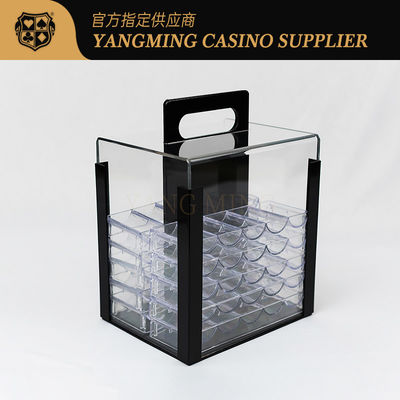 Całkowicie przejrzysty 1000 sztuk Poker Clay Round Shape Chips Carrier Akrylowy Fabryka Custom Casino Chip Carrier z uchwytem