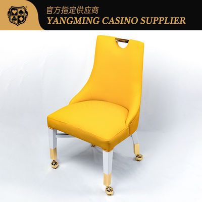 Nowy design Macau Casino Komfort Skóra Drewniany Krzesło do pokera Gracze Krzesło do kasyna z kółkami