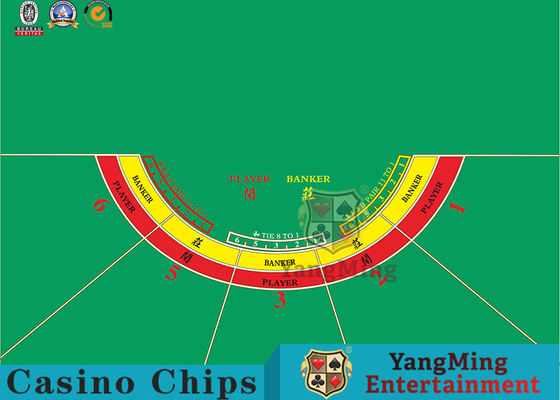 Półokrągły Baccarat Green 6 Player No 4 Profesjonalny wodoodporny obrus do gry Texas Hold'Em Dragon Tiger Layout