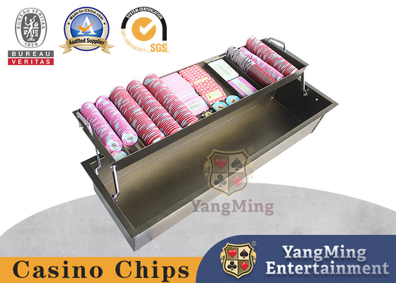 12 siatki podwójny warstwy okrągły kod kwadratowy kod z blokadą poker glina ceramiczne pudełko chipów żelaza chipów tacki