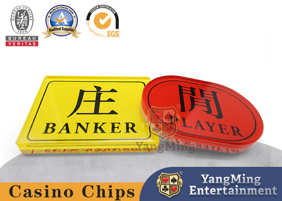 Kryształowa akrylowa tablica zakładów Baccarat Casino gra stołowa czerwony i żółty gracz bankier